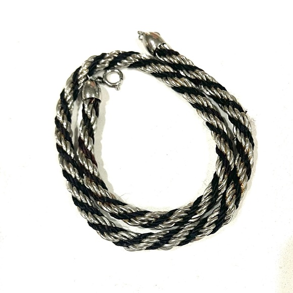 vintage, Chunky Retro Rope Black And Silver necklace, In EUC! Great Rare Find! - Picture 8 of 9